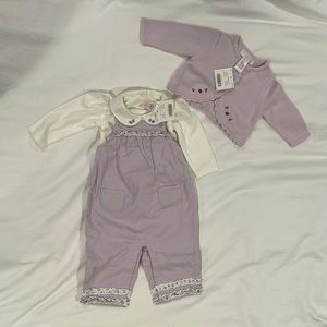 Janie & Jack jumper, onesie and cardigan